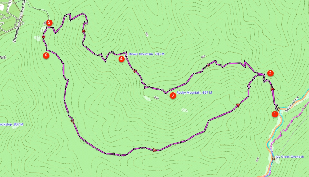 Route Rocky Mountain and Brown Mountain