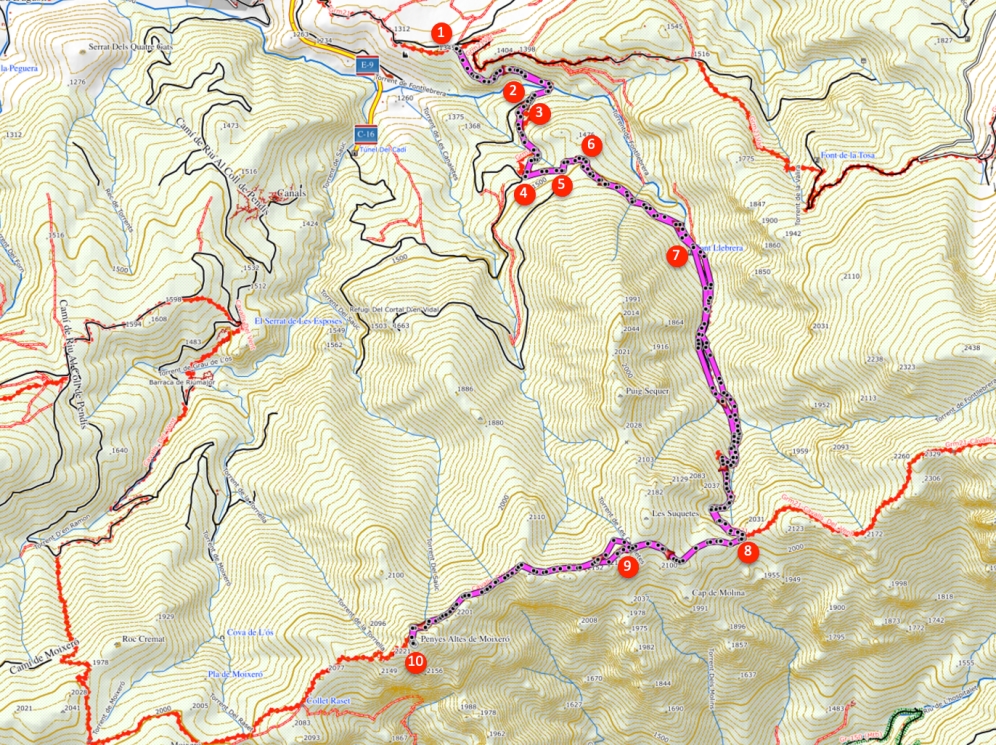 Itinerario Penyes Altes de Moixeró