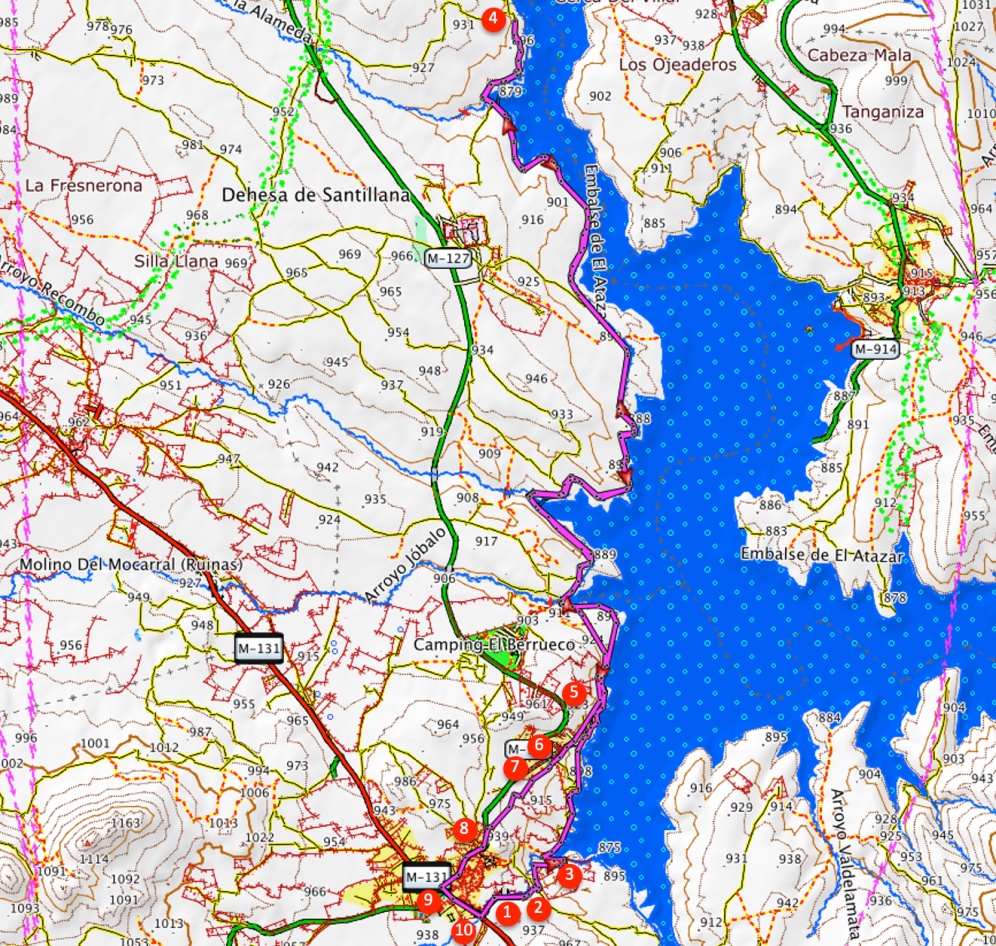 Route Stausee von El Atazar